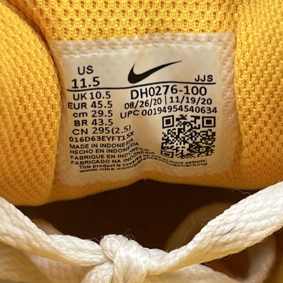 Nike Air Max 90 Running Shoes Mens Size‎ 11.5 White Yellow Comfort Low Sneakers - Picture 8 of 9